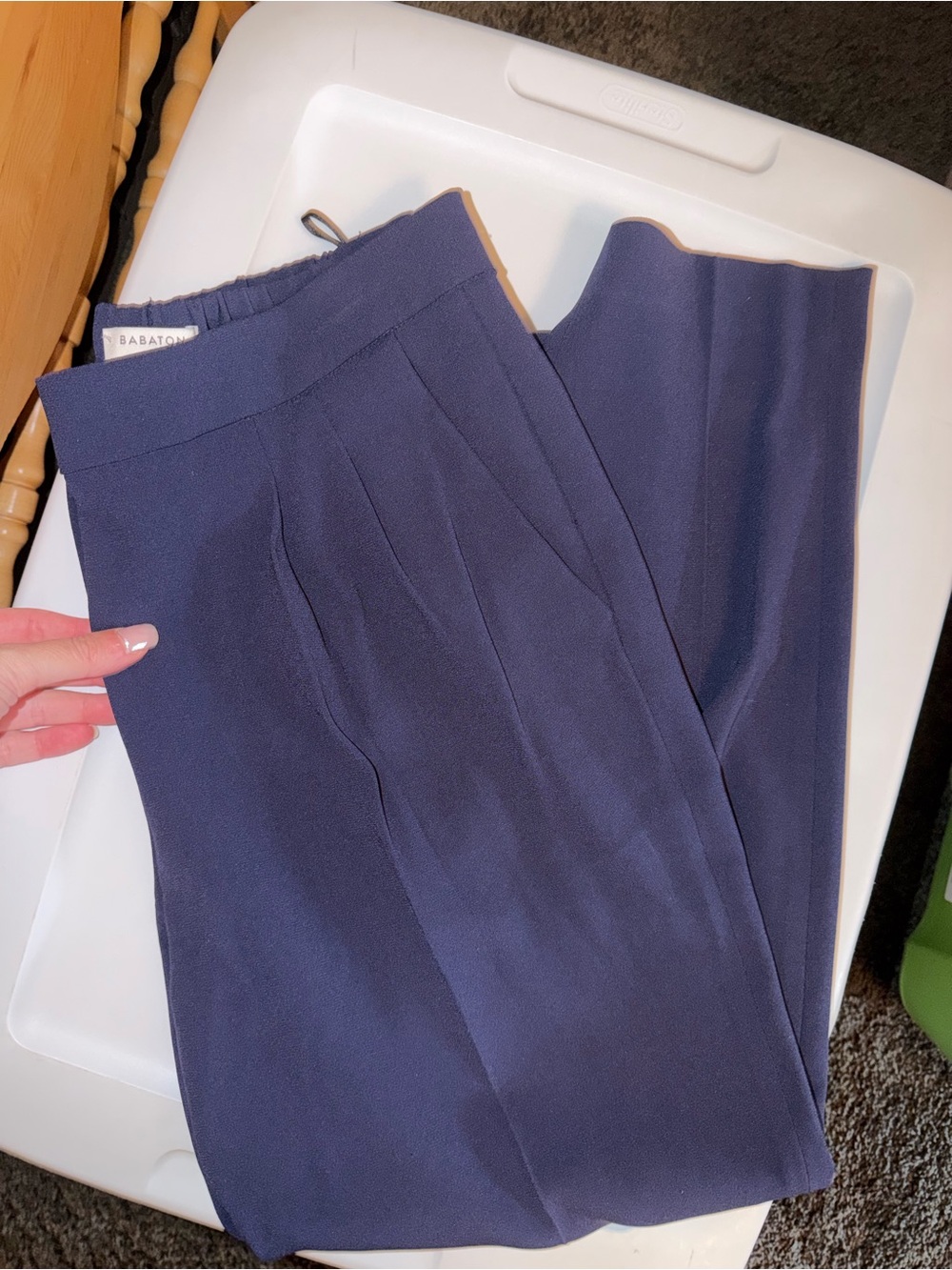 Babaton Dark Blue Pleated Dexter Pant
